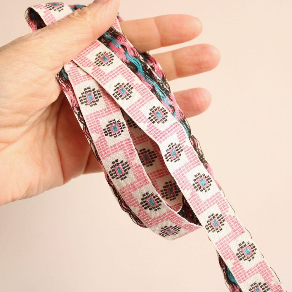 Vintage Jacquard Ribbon Trim, One Yard 24 Inch Piece .75 Inch Wide - Picture 6 of 10